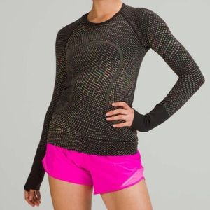 Lululemon Swiftly Tech Long Sleeve 2.0 in Grid Warp Black / Neon Multi
